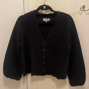 Black TeXTURE & THREAD Madewell v-neck ribbed bell sleeve cardigan size small